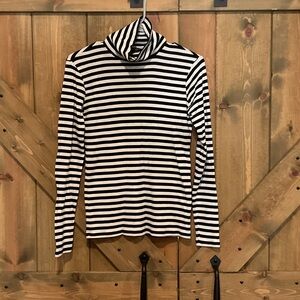 Lucky Brand Black and White Striped Turtleneck Top